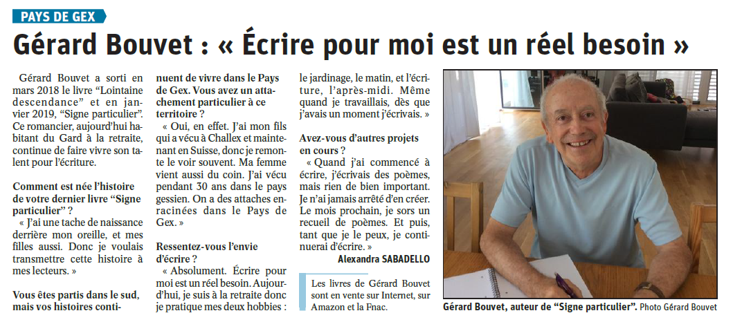 Article de Presse - Signe Particulier